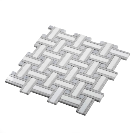 Apollo Tile Sample of Desert White Basket Weave  10.9"x10.9" Marble Mosaic Tile APLSAH99B37EC90 Sample